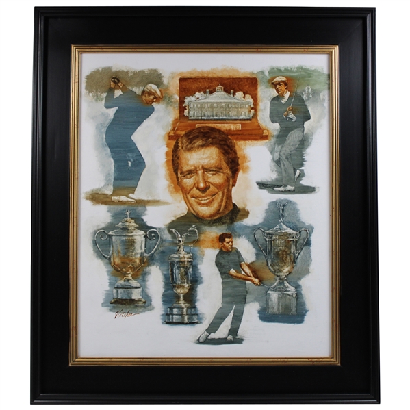 Original Gary Player Grand Slam Oil On Linen Painting By Artist Robert Fletcher
