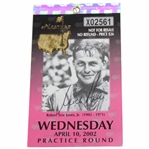 Par 3 Champ Nick Price Signed 2002 Masters Wednesday Ticket JSA ALOA