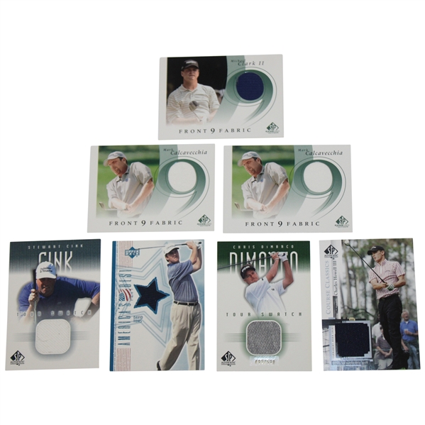 Seven (7) UD Tournament Used Shirt Patch Cards - Front 9, Course Classics, Tour Swatch & Americas Best 