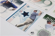 Seven (7) UD Tournament Used Shirt Patch Cards - Front 9, Course Classics, Tour Swatch & America's Best 