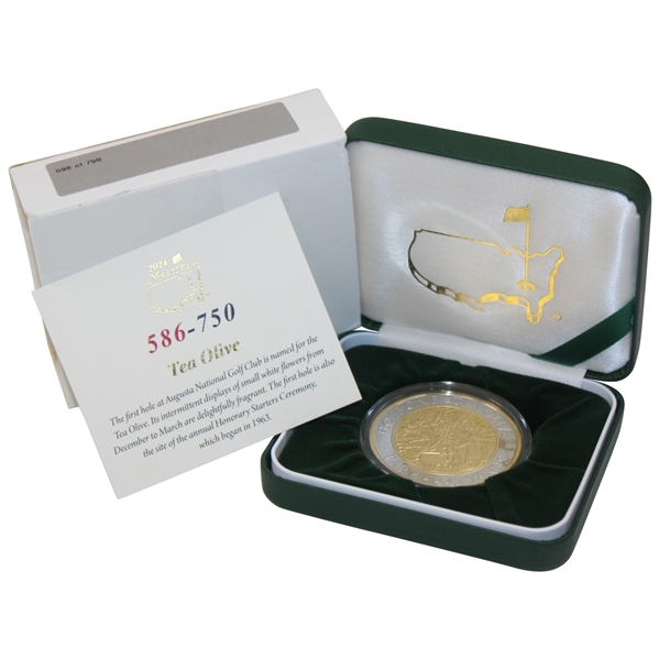 2024 Masters Tournament Ltd Ed Coin #586/750 in Box w/Card - Hole One Tea Olive