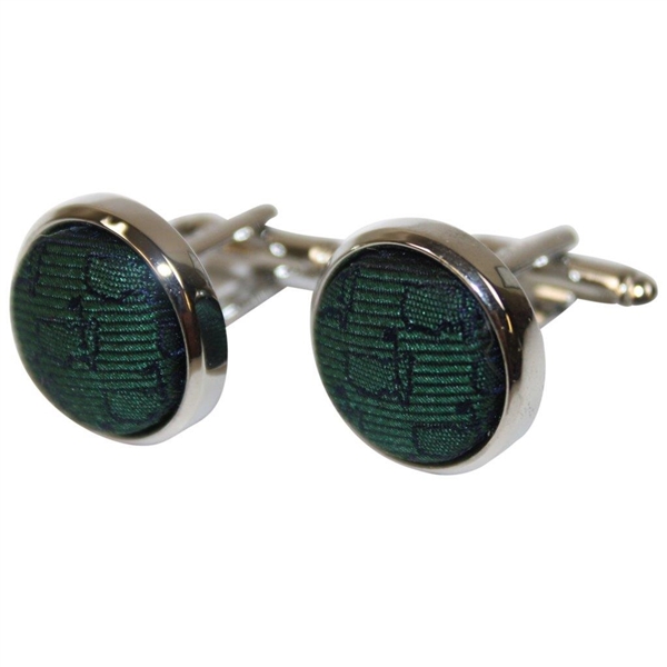 Masters Tournament Silk Dk Green Logo Cuff Links in Original Box - Made in Italy