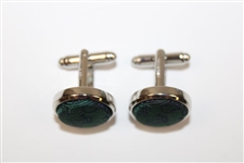 Masters Tournament Silk Dk Green Logo Cuff Links in Original Box - Made in Italy
