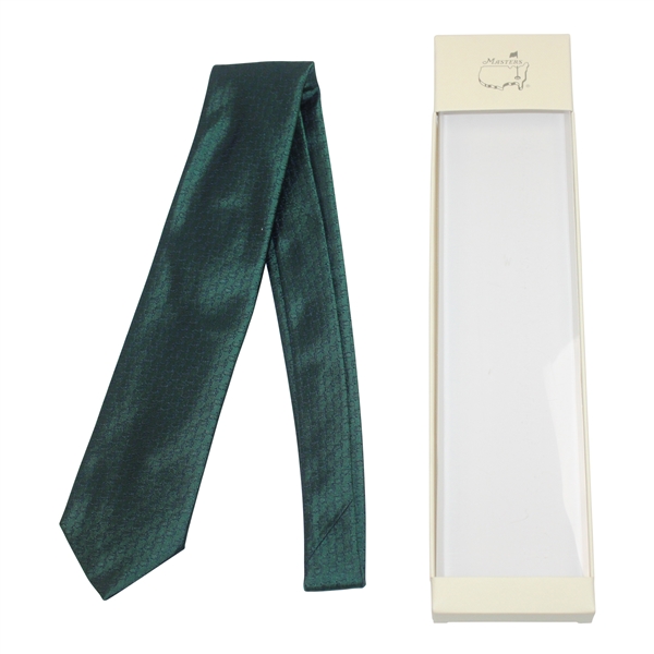 Masters Made in Italy Collection Dark Green Silk Tie with Navy Mini Logo Pattern