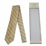 Masters Made in Italy Yellow Silk Necktie with Dark Green and White Thin Stripes