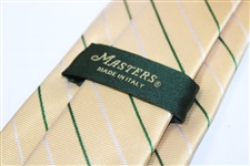 Masters Made in Italy Yellow Silk Necktie with Dark Green and White Thin Stripes