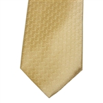 Masters Made in Italy Yellow Gold Silk Tie with Mini Logo Woven Damask Pattern