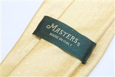 Masters Made in Italy Yellow Gold Silk Tie with Mini Logo Woven Damask Pattern