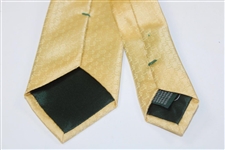 Masters Made in Italy Yellow Gold Silk Tie with Mini Logo Woven Damask Pattern