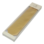 Masters Made in Italy Yellow Gold Silk Tie with Mini Logo Woven Damask Pattern