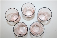 Glass Golfer Theme Art Deco Shaker w/Five (5) Golfer Theme Shot Glasses
