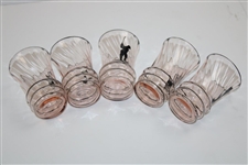 Glass Golfer Theme Art Deco Shaker w/Five (5) Golfer Theme Shot Glasses