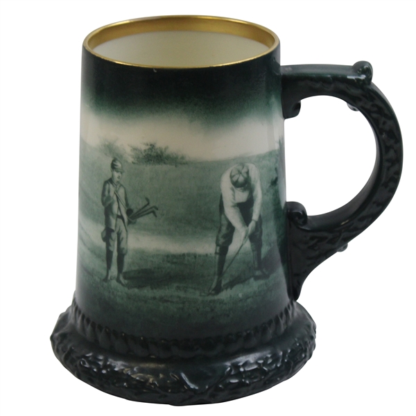 Pre-1906 Lenox Green Painted Golf Scene Stein/Mug
