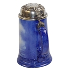 c.1900 Blue Lenox Ceramic Golf Scene Stein w/ Sterling Silver Lid