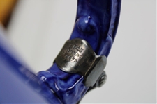 c.1900 Blue Lenox Ceramic Golf Scene Stein w/ Sterling Silver Lid