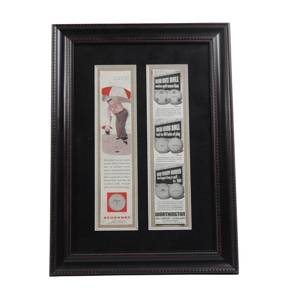 1930s Worthington & Acushnet Golf Ball Ads - Framed