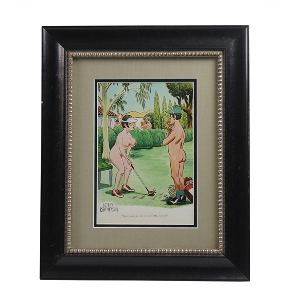John Dempsey Golf Cartoon Drawing - Framed