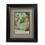 John Dempsey Golf Cartoon Drawing - Framed