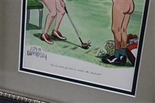 John Dempsey Golf Cartoon Drawing - Framed