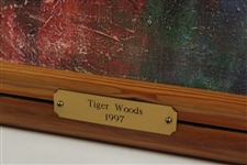 Original Tiger Woods 1997 Canvas Painting w/Name Plate 