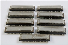 Babe Zaharias' Personal Used Set of (9) Horner Harmonicas in Mahogony Box