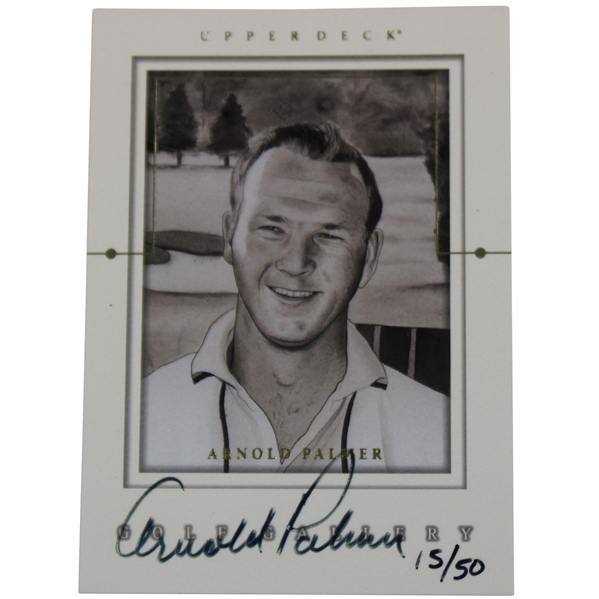 Arnold Palmer Signed 2001 Upper Deck Golf Gallery Card LTD ED #15/50 