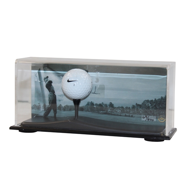 Tiger Woods Signed 2008 Ltd Ed Range Driven Card w/Used Practice Golf Ball Display #69/500 JSA ALOA