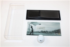 Tiger Woods Signed 2008 Ltd Ed 'Range Driven' Card w/Used Practice Golf Ball Display #69/500 JSA ALOA