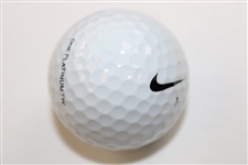 Tiger Woods Signed 2008 Ltd Ed 'Range Driven' Card w/Used Practice Golf Ball Display #69/500 JSA ALOA