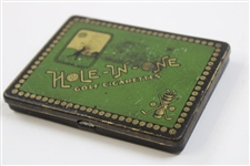 Circa 1928 Hole-In-One Metal Golf Cigarettes Green/Gold/Black Holder w/Scorecard