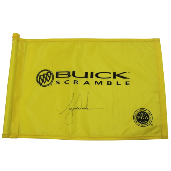 Tiger Woods Signed Buick Scramble Yellow Course Flag JSA ALOA