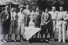 Bobby Jones, Francis Ouimet & US Team Receive 1928 Walker Cup Trophy at Chicago GC Original Underwood Photo