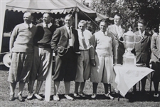 Bobby Jones, Francis Ouimet & US Team Receive 1928 Walker Cup Trophy at Chicago GC Original Underwood Photo