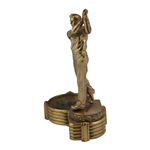 Post Swing Golfer Gold Tone Statue/Ash Tray
