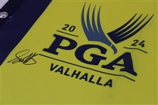 Scottie Scheffler Signed 2024 PGA Championship at Valhalla Yellow Embroidered Flag JSA ALOA