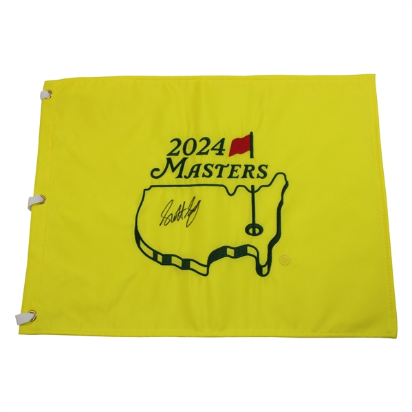 Scottie Scheffler Signed 2024 Masters Tournament Embroidered Flag JSA ALOA