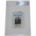 Tiger Woods Signed 2001 Masters SERIES Badge #R04244 BGS Auto Grade 9