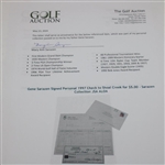 Gene Sarazen Signed Personal 1997 Check to Shoal Creek for $5.00 - Sarazen Collection JSA ALOA