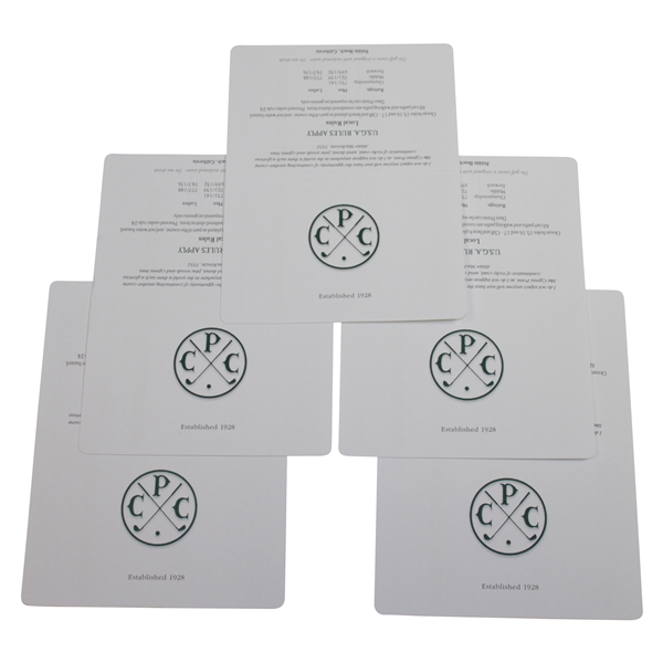 Five Cypress Point Club Official Scorecards - Unused