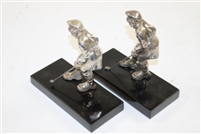 Pair of Silver Plated Golfer Bookends in Kilts