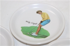 Four (4) Wilson Golf Player Small Coasters, Gene Sarazen, Mickey Wright, George Archer, & Dave Marr