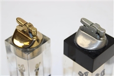 Pair Of Vintage Acrylic Golfer Themed Table Lighters