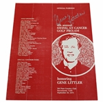 Gene Littler Signed 1975 Swing At Cancer Pairing Sheet JSA ALOA