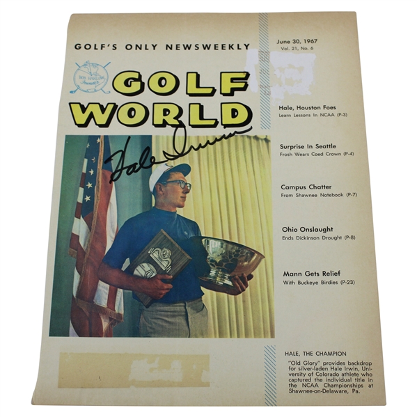 Hale Irwin Signed 1967 Golf World NCAA Championship Cover JSA ALOA