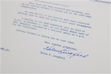 Helen Lengfeld Signed 1969 California Women's Amateur Contestant Acceptance Letter Pebble Beach Tournament Invitation