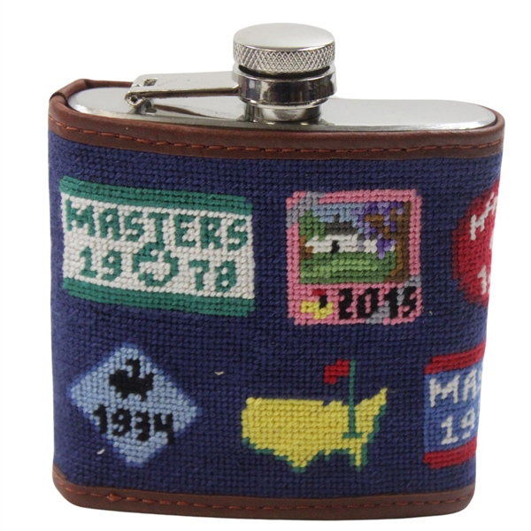 2024 Masters Tournament Logo Masters Badge Hand-Stitched Needlepoint Flask in Original Box
