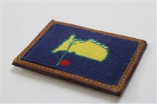 2024 Masters Tournament Logo Navy Hand-Stitched Needlepoint CC Wallet in Original Box