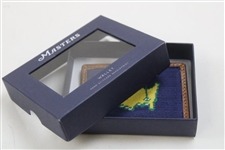 2024 Masters Tournament Logo Navy Hand-Stitched Needlepoint CC Wallet in Original Box