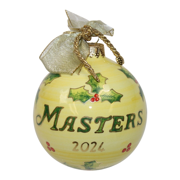 2024 Masters Hand Painted Yellow Ceramic Globe Ornament in Original Box