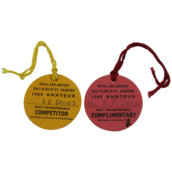 1969 The Amateur at St. Andrews Competitor & Complimentary Badges